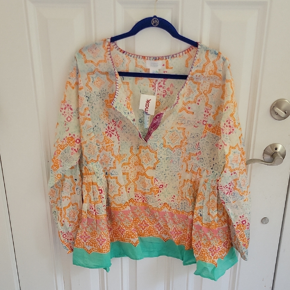 Sigrid Olsen Colorful Patterned Blouse